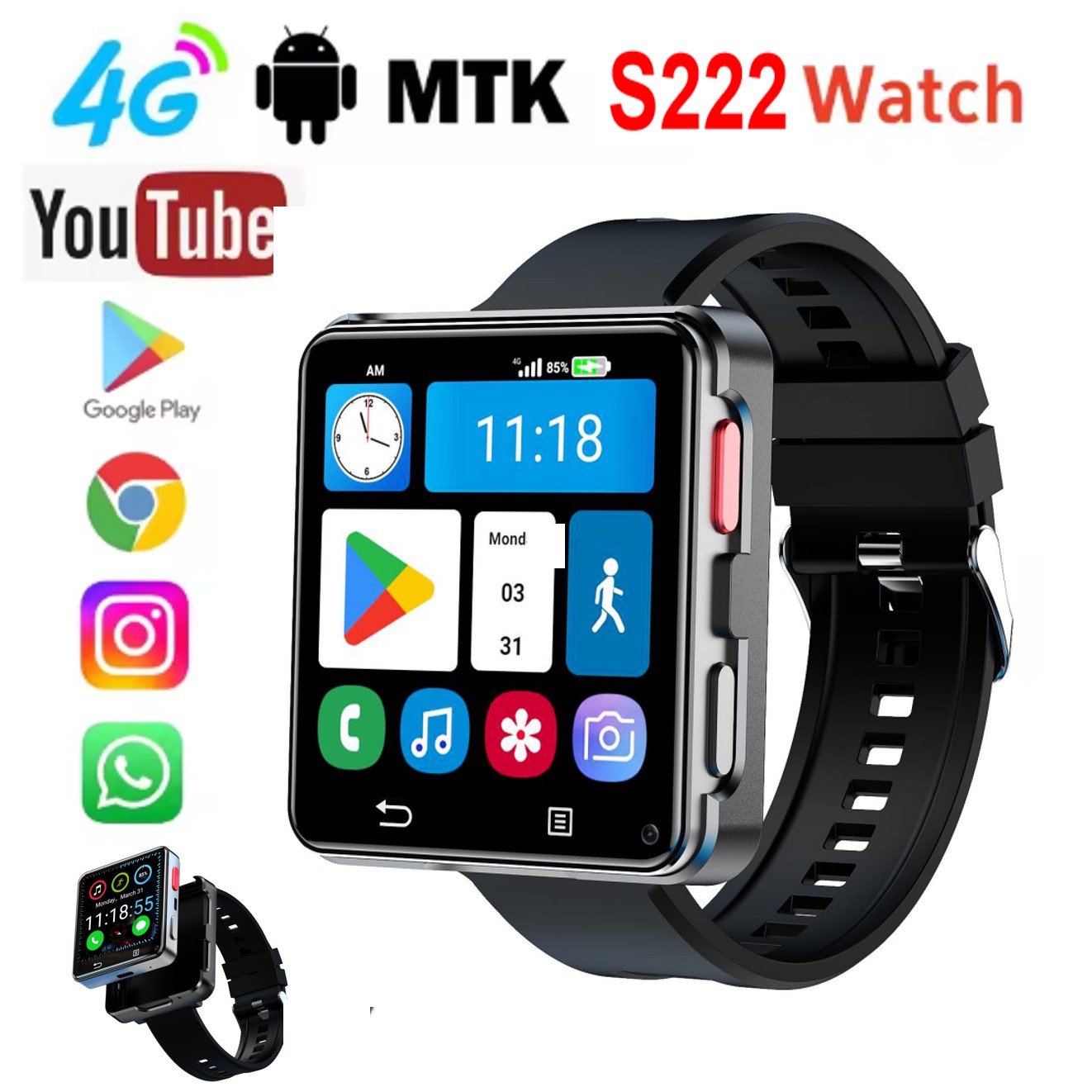 S222 Smart Watch 4G SI-M Card  - Smartwatch I Watches ulasan dan harga