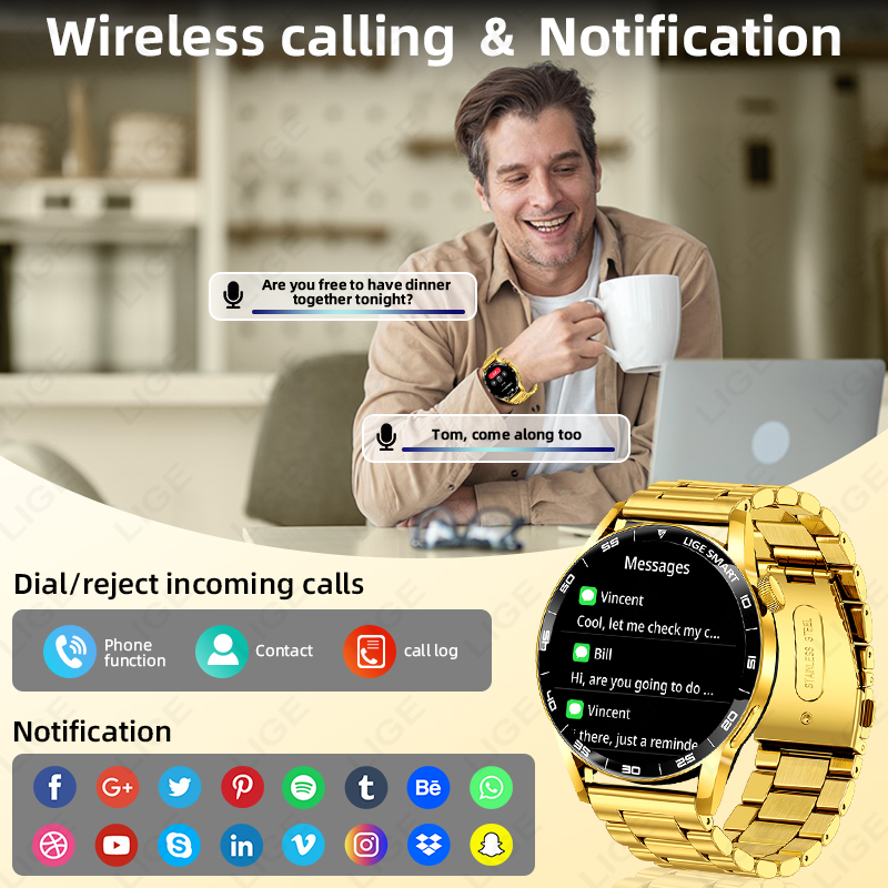 LIGE Luxury Smart Watch For Ma - Smartwatch Luxury Watches For Women ulasan dan harga