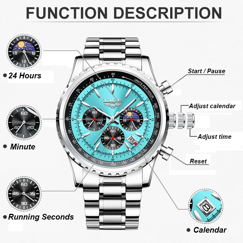 LIGE Fashion Top Brand Luxury  - Smartwatch Watches Brands For Men ulasan dan harga